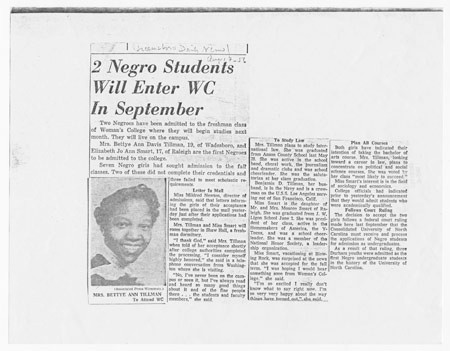 News article regarding the UNCG integration.