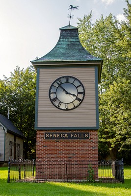 The tower clock was built around 1895 and is on display behind the house.