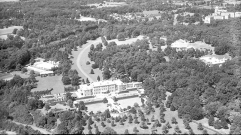 Aerial view of the Florham Estate in the early 20th century