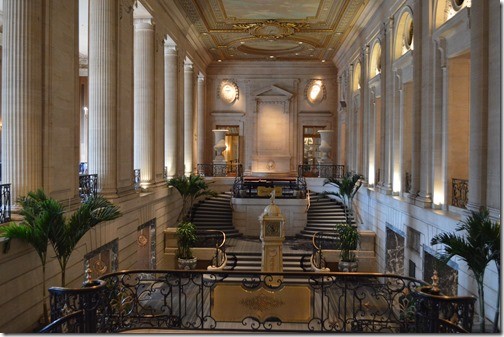 The hotel is renowned for its ornate lobby and ballroom. 