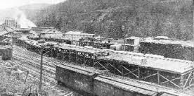 An old picture of the train station sometime between 1908 and 1922.