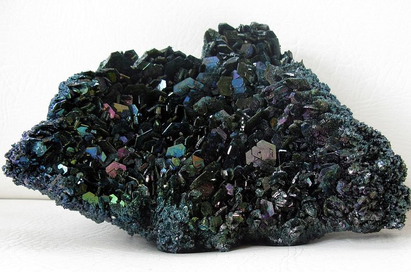 A close-up of carborundum crystals, used in industrial abrasives, semi-conductors and ceramics.