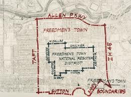 Map showing the boundaries of Freedmen's Town