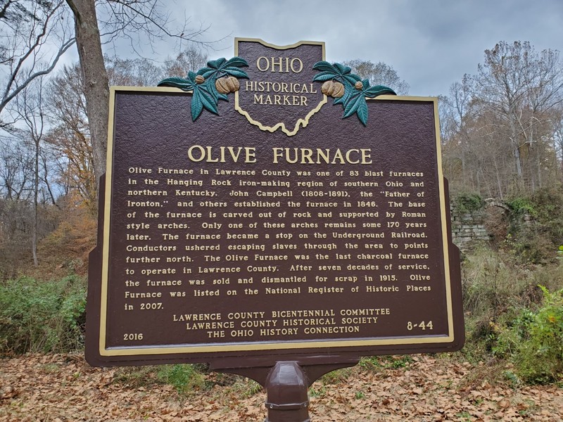 Historical Marker at the site of the Olive furnace