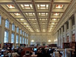 The reading room is open to the public. Rather than allow the public to enter their archives, staff members will bring you materials that you can peruse at these tables. 