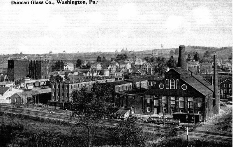 Postcard of Duncan Glass Company located in Washington, PA. 