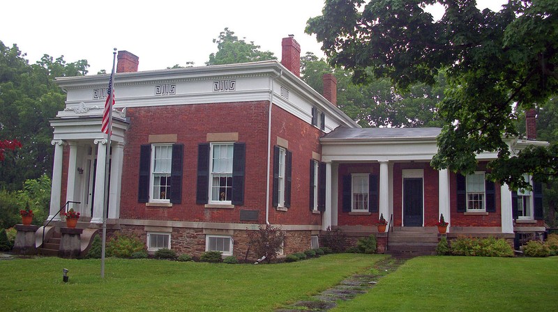 The Tousley-Church House was built around 1840-1845 and was later expanded to its current size.
