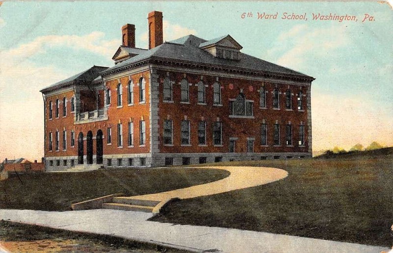 A postcard of the Sixth Ward School taken in the 1910s.
