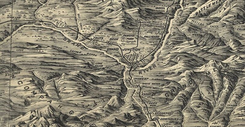 1894 birds-eye relief map of Grand Junction vicinity (Pezolt & McConnell)