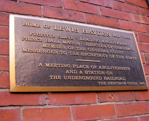 Plaque at the front entrance to the Lewis and Harriet Hayden House