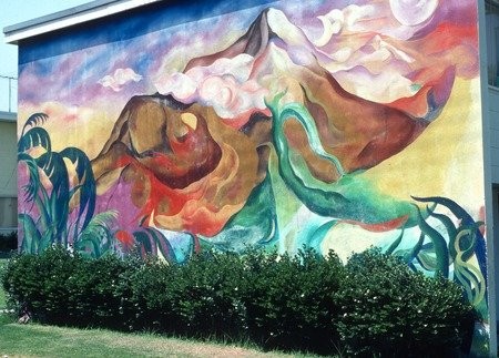 An Estrada Courts Mural titled, "Organic Stimulus."