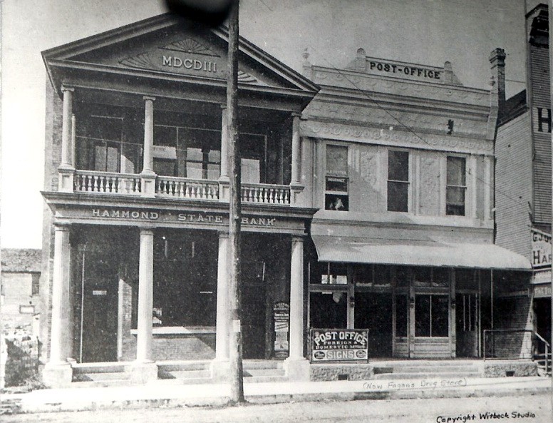 The Old Fagan Drugstore is the building on the right. 