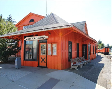 The excursions begin at the Arcade Railroad Depot, which also features a small museum and gift shop inside.