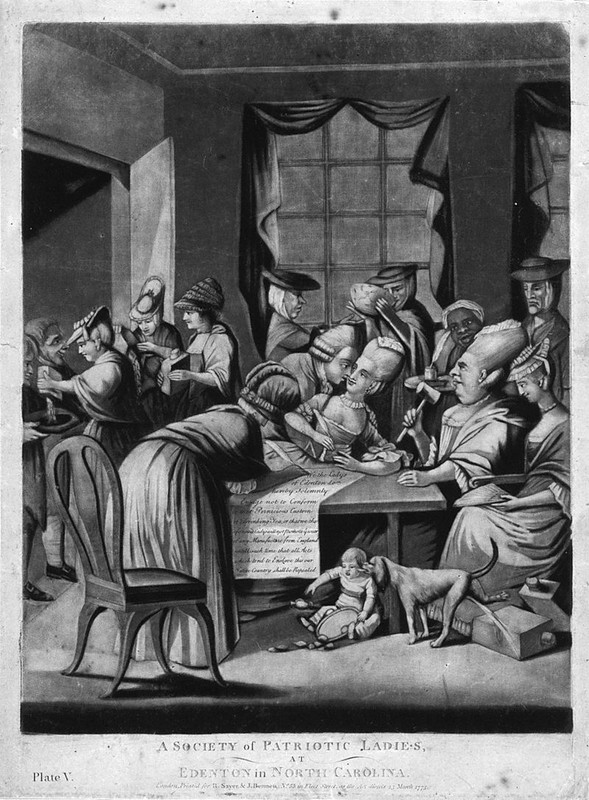 A British political cartoon satirizing the women of the Edenton Tea Party.
