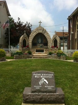 The monument honors WWII veterans who were members of St. Ladislaus Polish Catholic Church.