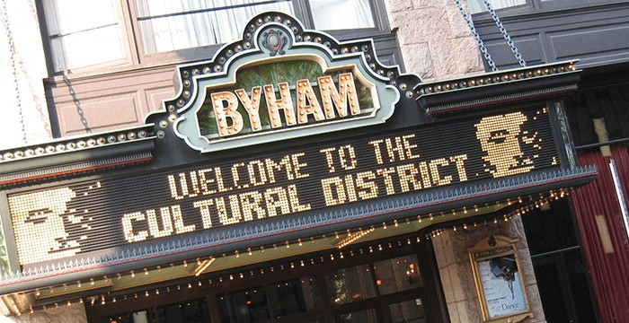 This is the current marquee of the Byham Theater. 