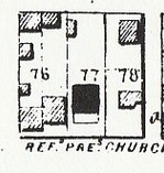 Thomas Melendy, house on lot 76, west half, corner of West State and West streets, 1854 map of Jacksonville.