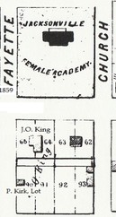 Location of Kings' house, 1855 map of Jacksonville. Today JHS Bowl is located across the street from the location of his home.