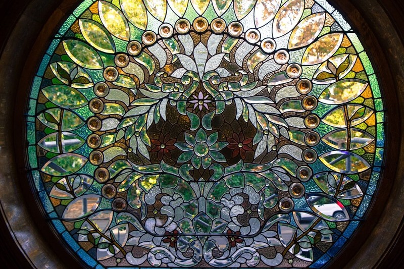 The Peacock Window by artist M. Watkins showing the impressionist style