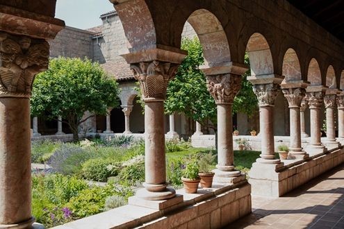 One of The Cloister's namesake structures. The building incorporates elements from five medieval French cloisters – quadrangles enclosed by a roofed or vaulted passageway.