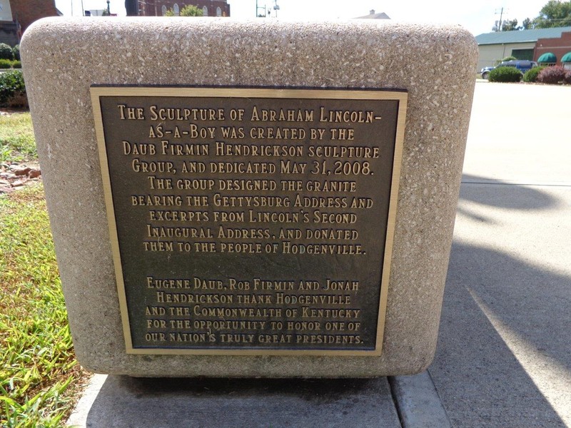 Plaque Young Abroham Lincoln Statue 
Lincoln Square Circle 
Hodgenville, Ky 
(3)