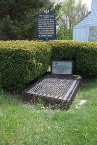 The rock now has a small metal cage around it because people were chipping off pieces of the rock for souvenirs