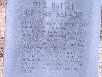 The Battle of the Salado Marker located in San Antonio, Texas.