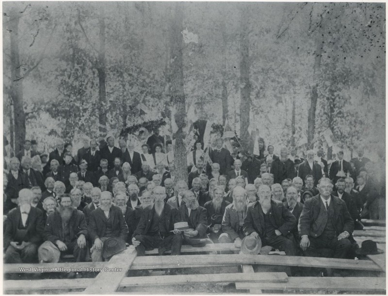 James Richard Farley of the 60th Virginia Infantry and James Lilly's group of home guards are pictured by the Forest Hill Primitive Baptist Church. This picture was taken just down the road from where the Civil War camp was located.