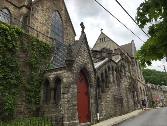 One of the lower level entrances into St. Mark's along Race Street.  