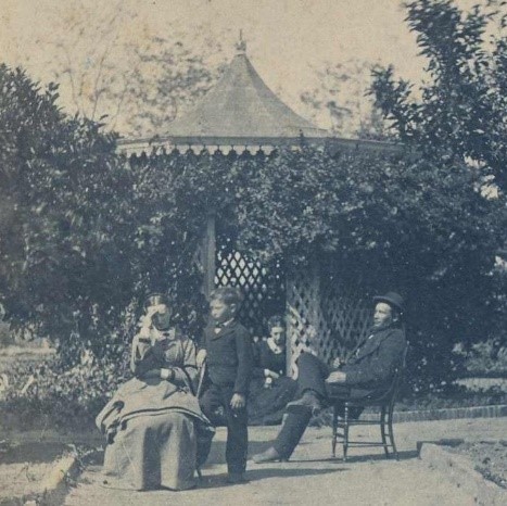 Jotham, Margaret, George & Susan Bixby in Backyard (1872)