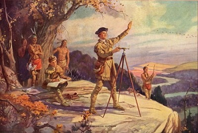 Painting of Washington's Land Surveying