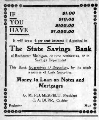 State Savings Bank ad, 1909