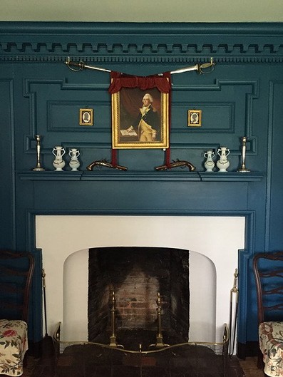 A portrait of "Mad" Anthony Wayne hangs above the fireplace mantle.