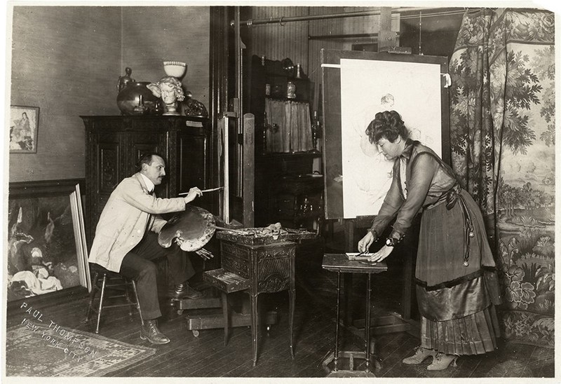 Ernest and Mary Blumenschein at work in their New York studio.