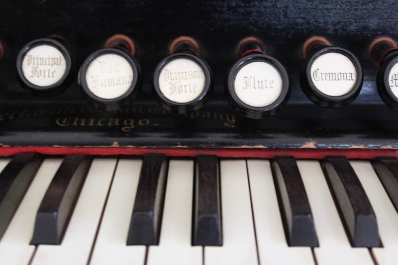 Detail of church organ keys.