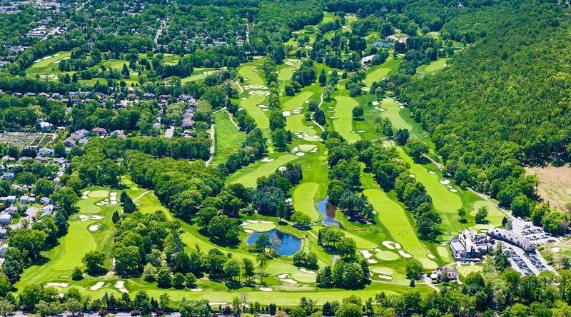 An aerial view of Baltusrol's Upper and Lower Courses.  