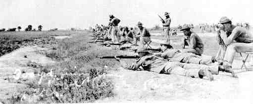 Marines qualifying on the Parris Island Recruit Depot rifle range during WWI