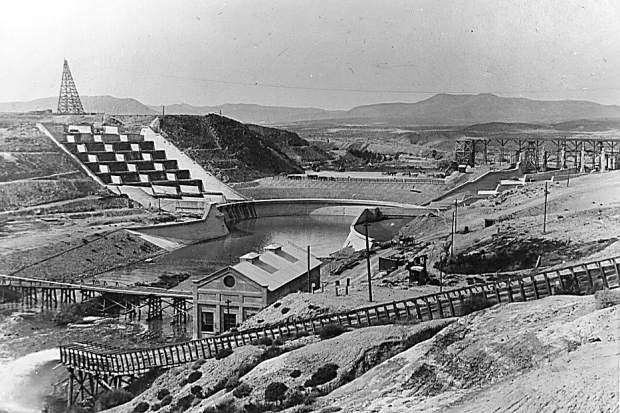 Lahontan Dam, completed in 1915, is the key feature of the Newlands irrigation project that turned Lahontan Valley into one of Nevada’s most productive farming and ranching areas. 