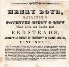 Henry Boyd advertisement.
Charles Cist, Cincinnati in 1841 (Cincinnati, 1841).
Cincinnati Historical Society Library
