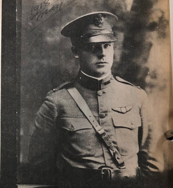 Frank Roberts, wearing an M1912 U.S. Army officer’s garrison cap.