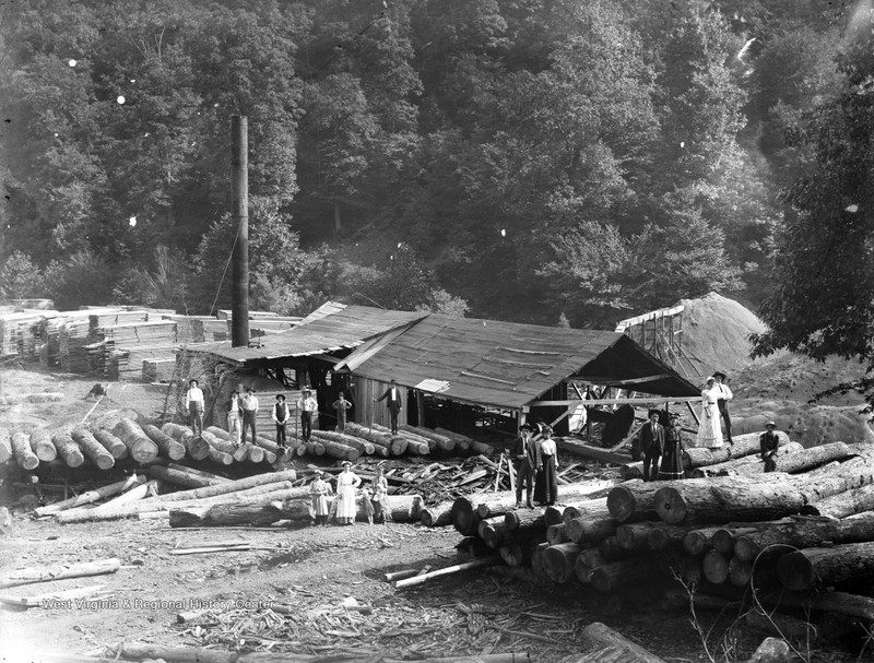 Logging camp in Webster County, circa 1900-1925.