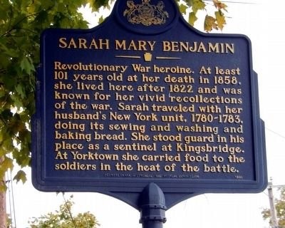 The historic marker of Sarah Mary Benjamin is located in Wayne County, PA. 