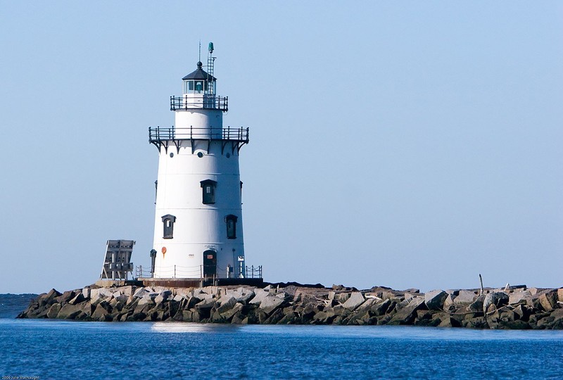 Often referred to as a sparkplug, the Saybrook Breakwater Lighthouse is one of the state's iconic landmarks. It was built in 1886 and its light is still an active navigational aid.