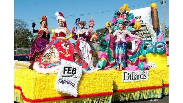 Here is a float on which several of the Duchesses are waving to the crowds on the streets of Tyler, Texas.