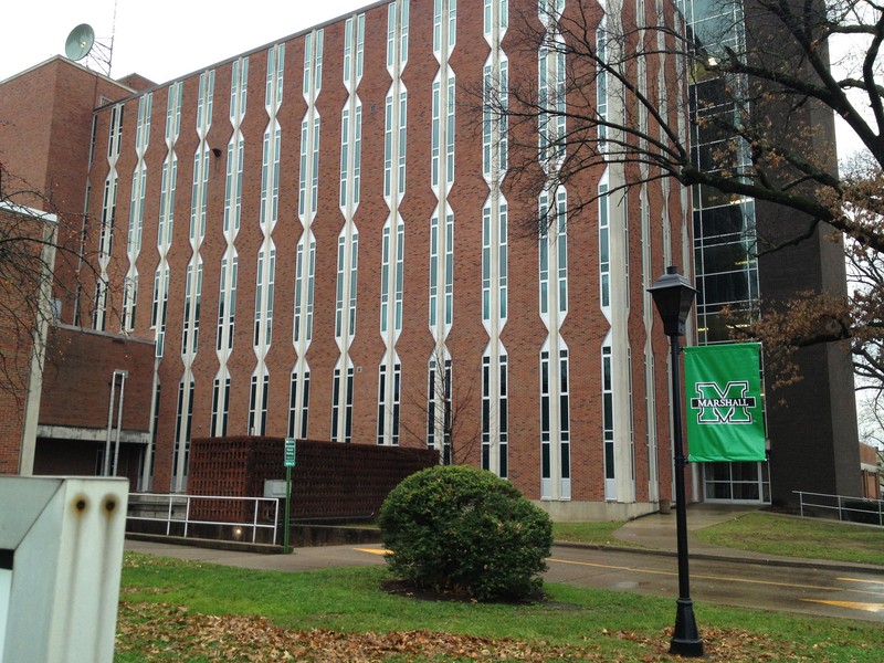 The main Smith Hall structure is eight stories tall and contains facilities for many College of Liberal Arts departments. 