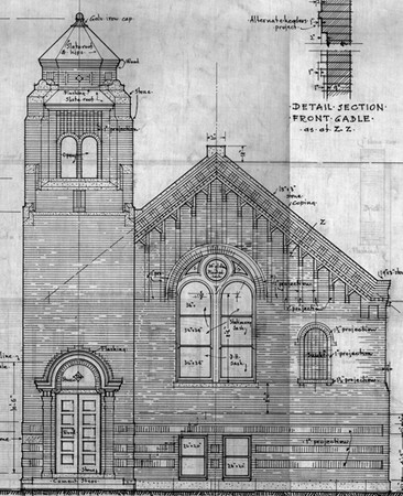 Drawing of the facade of the Ebenezer United Methodist Church