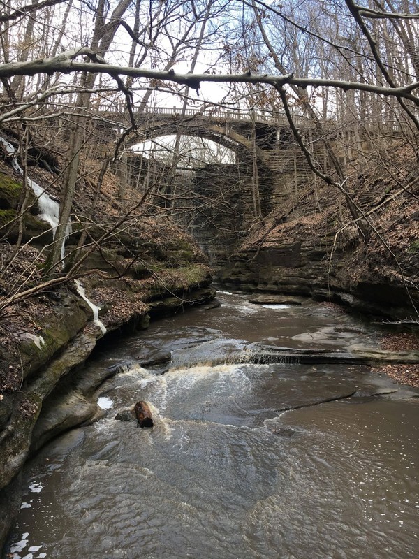 A view of Lake Falls and bridge overhead. (This was taken during the flooding season)