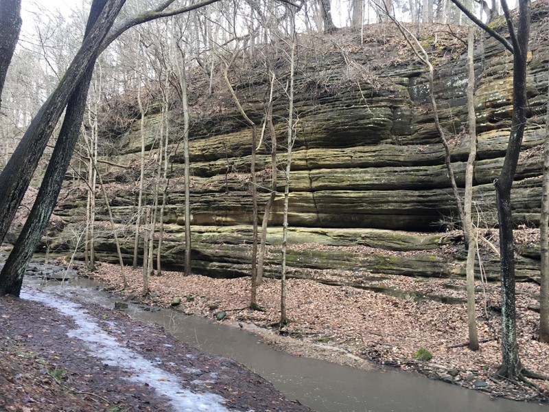 The view of the sandstone canyon from the lower access trail.