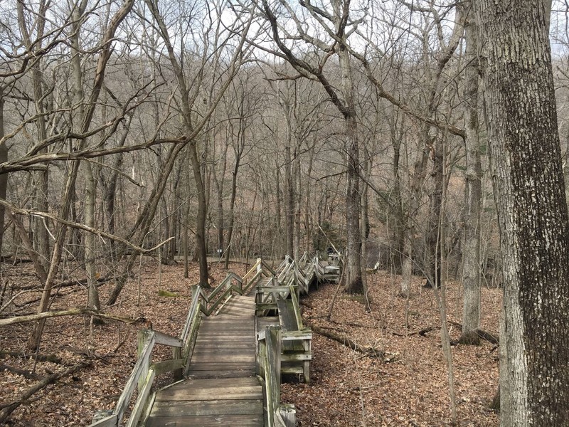 The main staircase that takes hikers to the "upper and lower dells" area.
