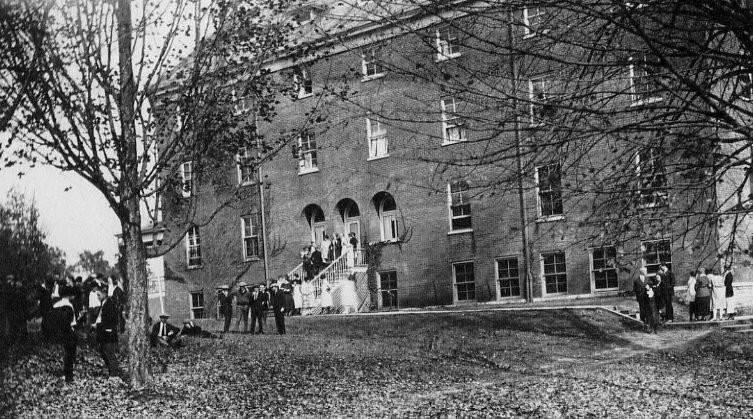 Virginia Hall as seen from it's side entrance. 